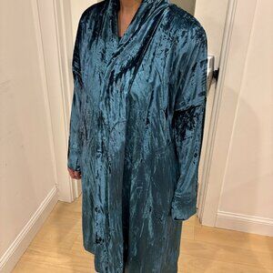 Navajo Velvet crushed velvet duster coat in turquoise blue, One Size Fits All